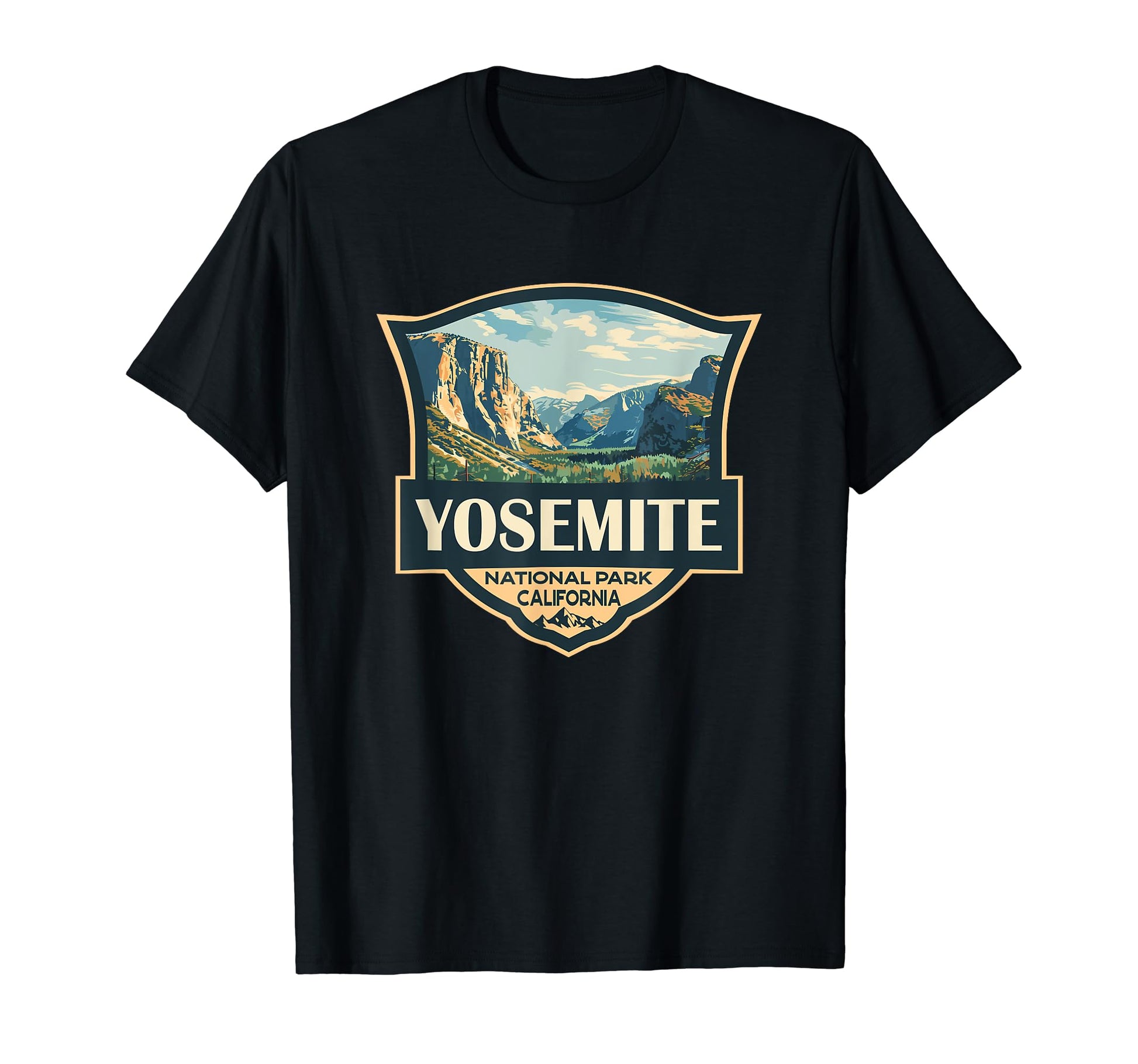 Yosemite National Park Illustration Badge T-Shirt - Trendy Graphic Unisex - T-Shirt, Sweatshirt, Hoodie