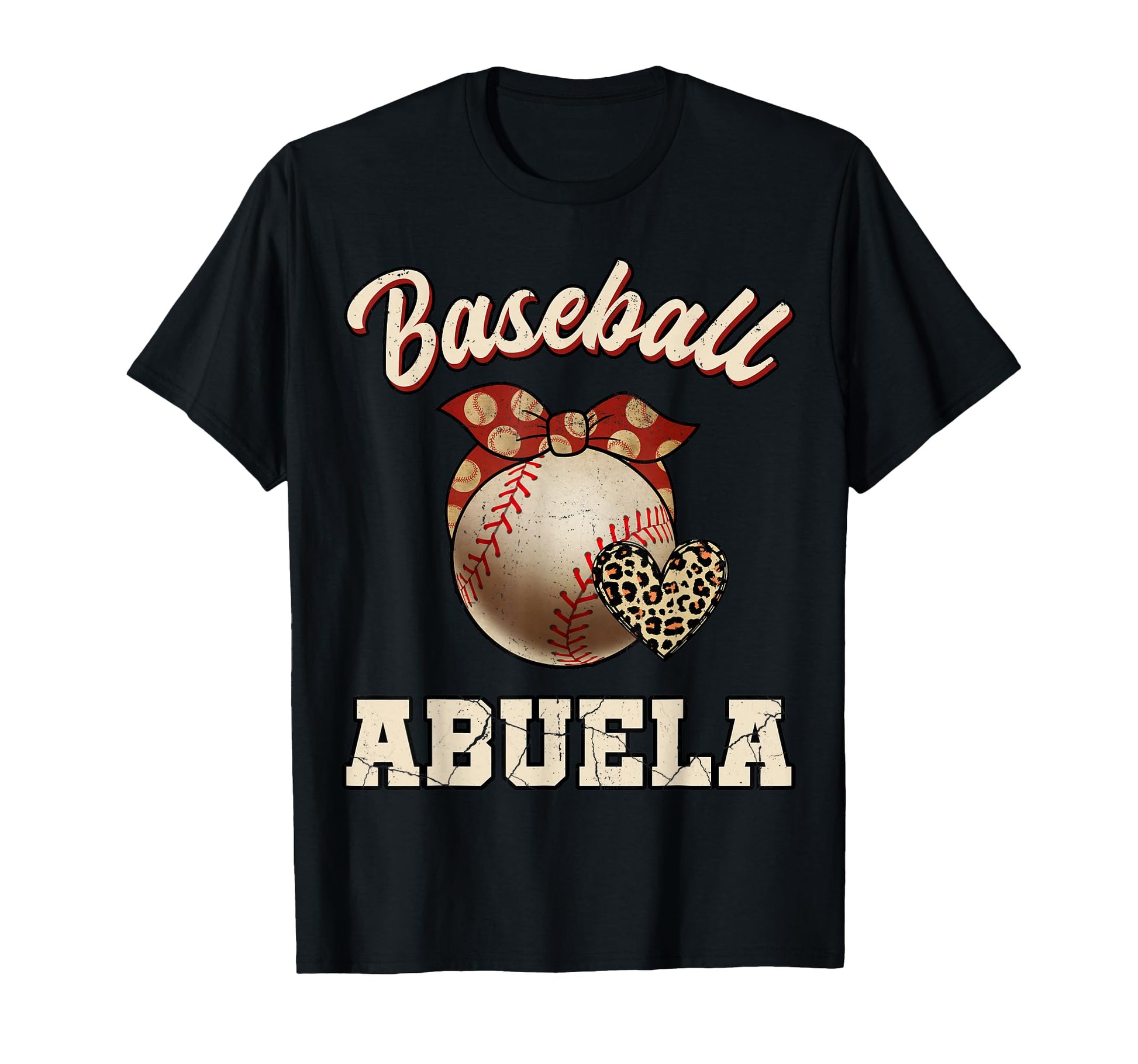 Baseball Abuela Bandana Leopard Heart Fans T-Shirt - Trendy Graphic Unisex - T-Shirt, Sweatshirt, Hoodie