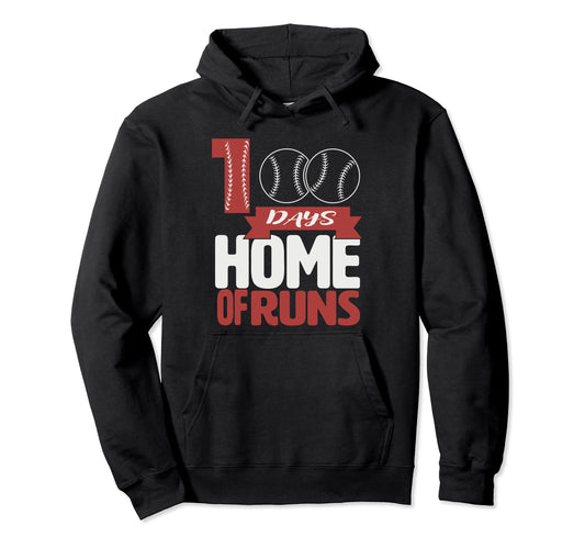 100 Days Home Runs Baseball Bat Hit Hoodie - Aesthetic Graphic Unisex - T-Shirt, Sweatshirt, Hoodie