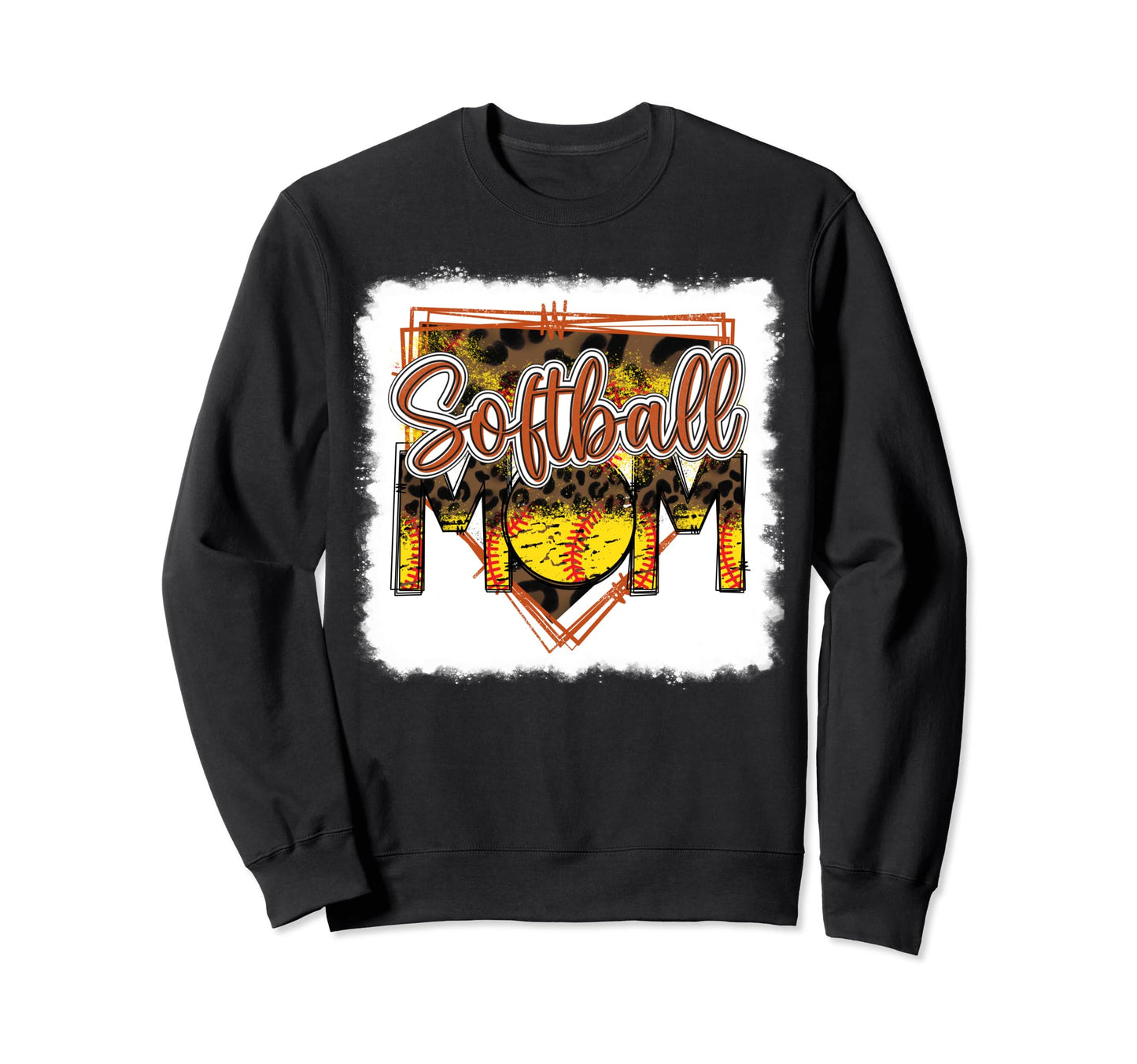 Bleached Softball Mom Leopard Sweatshirt - Minimalist Print Men Women - T-Shirt, Sweatshirt, Hoodie
