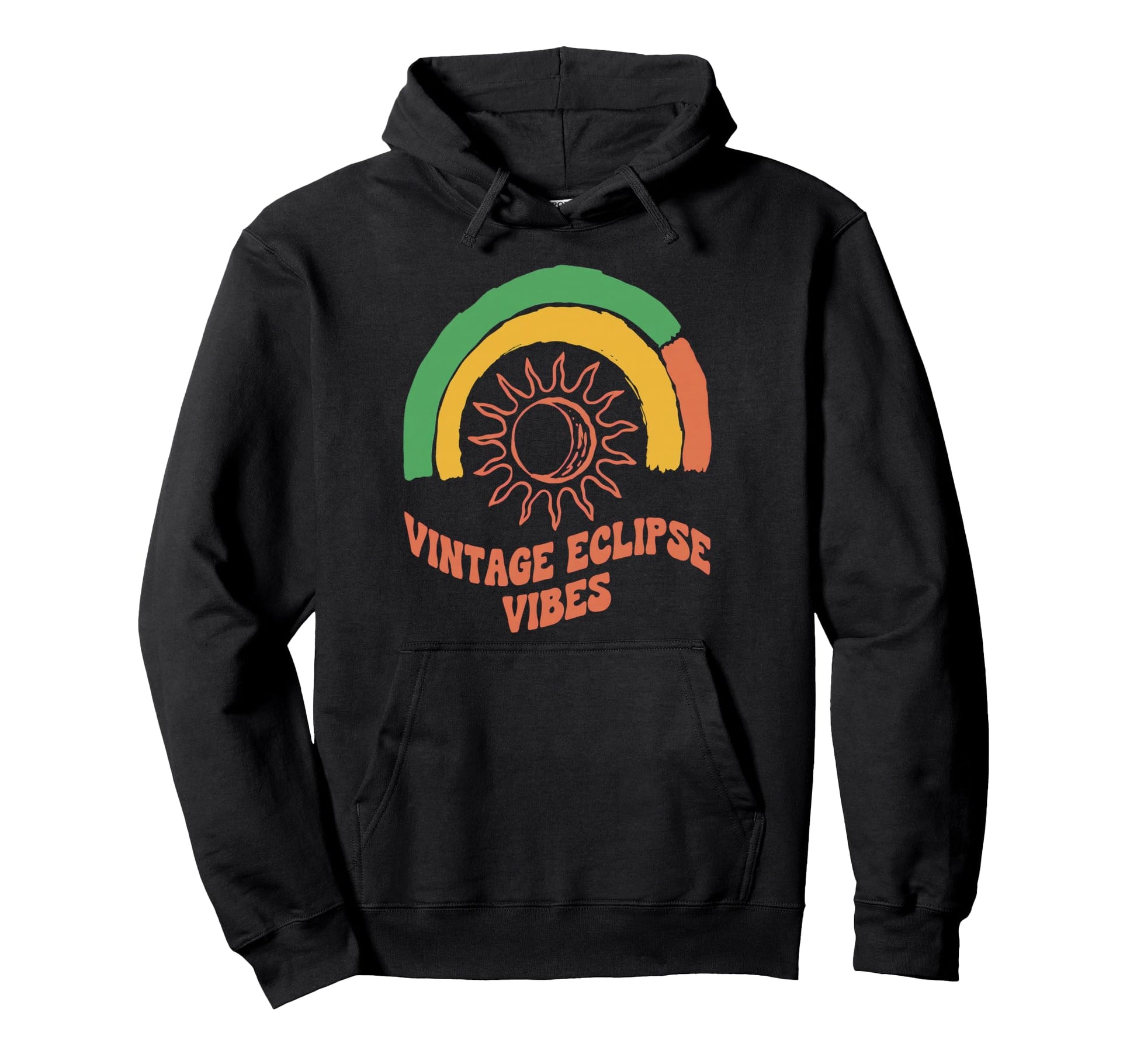 Eclipse Vibes Sunset Stripes Astronomy Hoodie - Unique Graphic Men Women - T-Shirt, Sweatshirt, Hoodie