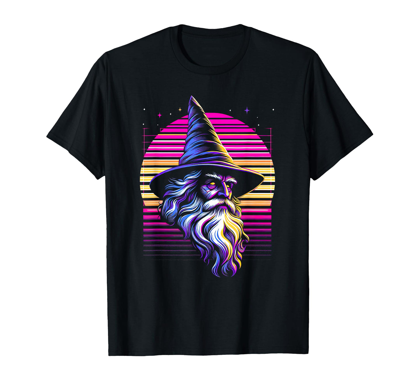 Synthwave Wizard Bold Fantasy Magical T-Shirt - Streetwear Style Unisex - T-Shirt, Sweatshirt, Hoodie