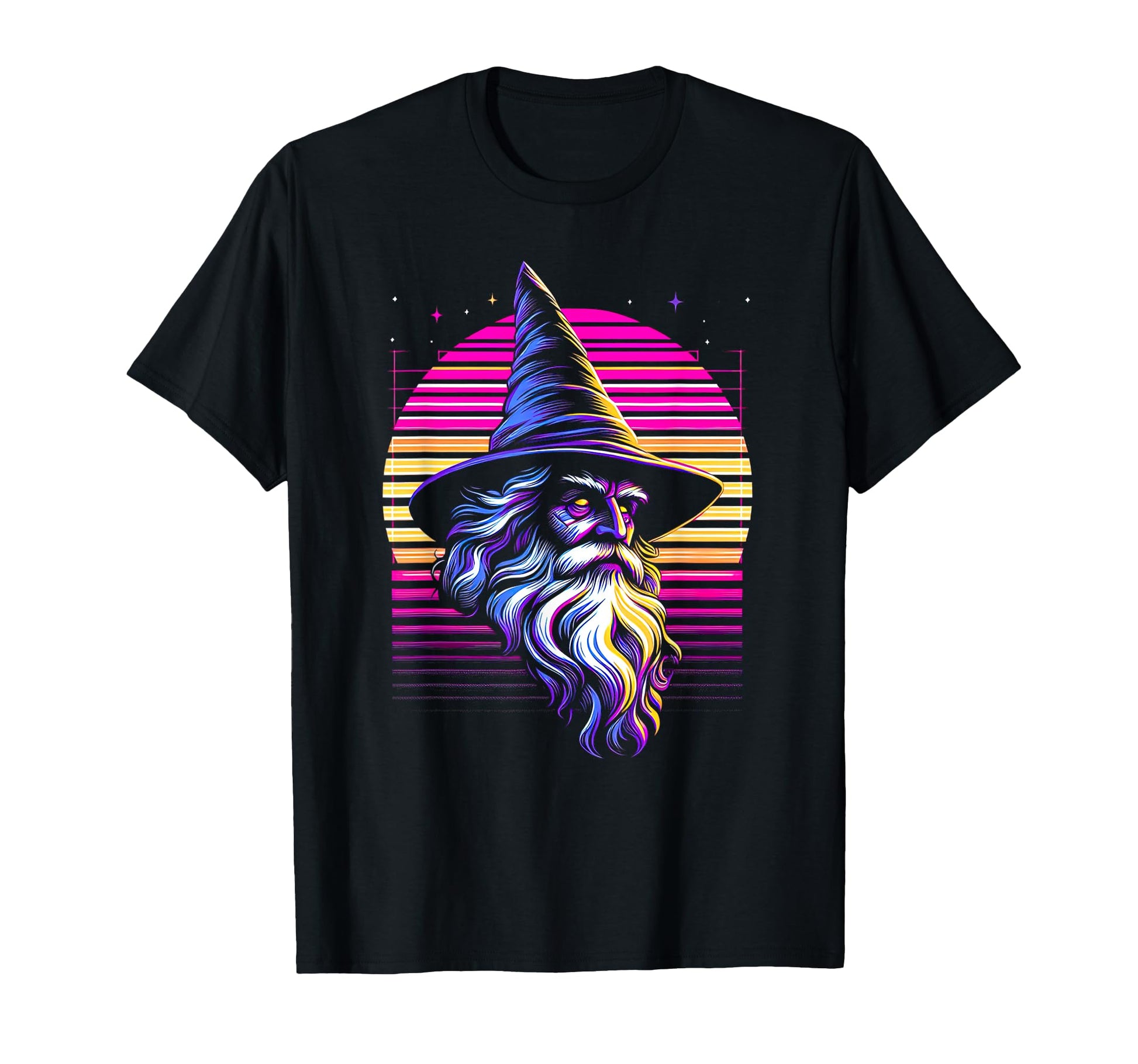Synthwave Wizard Bold Fantasy Magical T-Shirt - Streetwear Style Unisex - T-Shirt, Sweatshirt, Hoodie