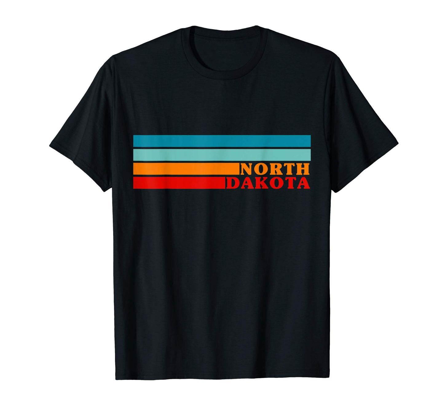 State North Dakota Colorful 70S T-Shirt - Custom Art Print Men Women - T-Shirt, Sweatshirt, Hoodie
