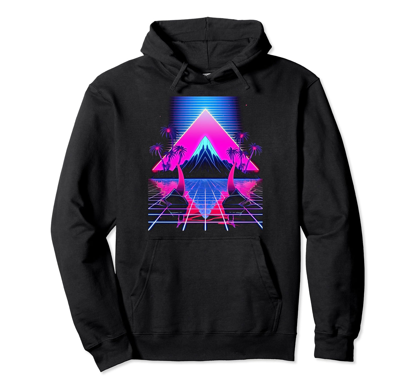 Synthwave Pyramid Cyberpunk 80S Hoodie - Casual Everyday Wear Men Women - T-Shirt, Sweatshirt, Hoodie