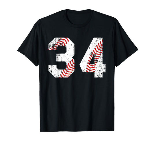 Baseball 34 Jersey Number T-Shirt - Graphic Print Unisex - T-Shirt, Sweatshirt, Hoodie