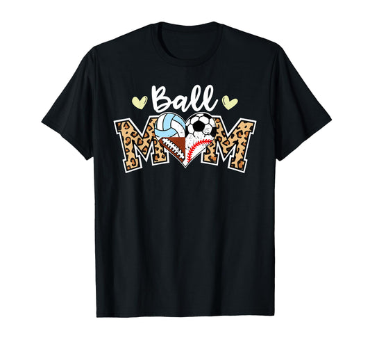 Ball Mom Leopard Soccer Football T-Shirt - Trendy Graphic Men Women - T-Shirt, Sweatshirt, Hoodie