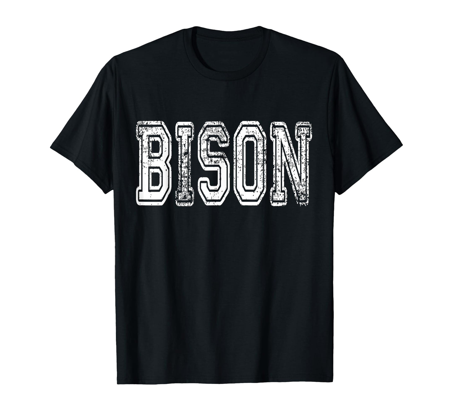 Bison Mascot Distressed School Sports T-Shirt - Minimalist Print Men Women - T-Shirt, Sweatshirt, Hoodie