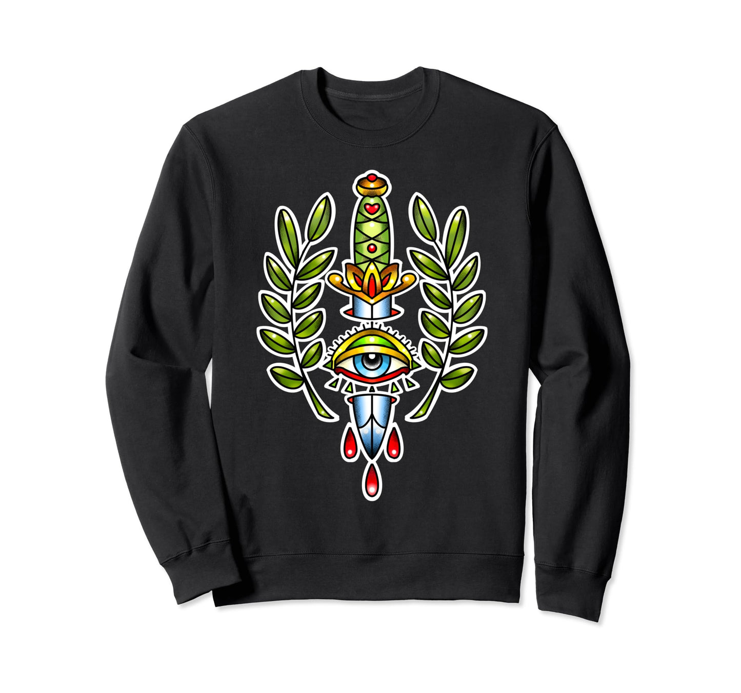 Traditional Tattoo Dagger Knife Sweatshirt - Fun Novelty Design Men Women - T-Shirt, Sweatshirt, Hoodie