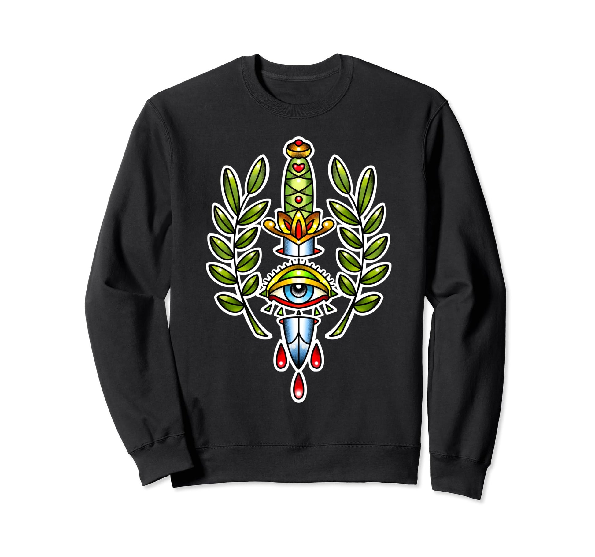 Traditional Tattoo Dagger Knife Sweatshirt - Fun Novelty Design Men Women - T-Shirt, Sweatshirt, Hoodie
