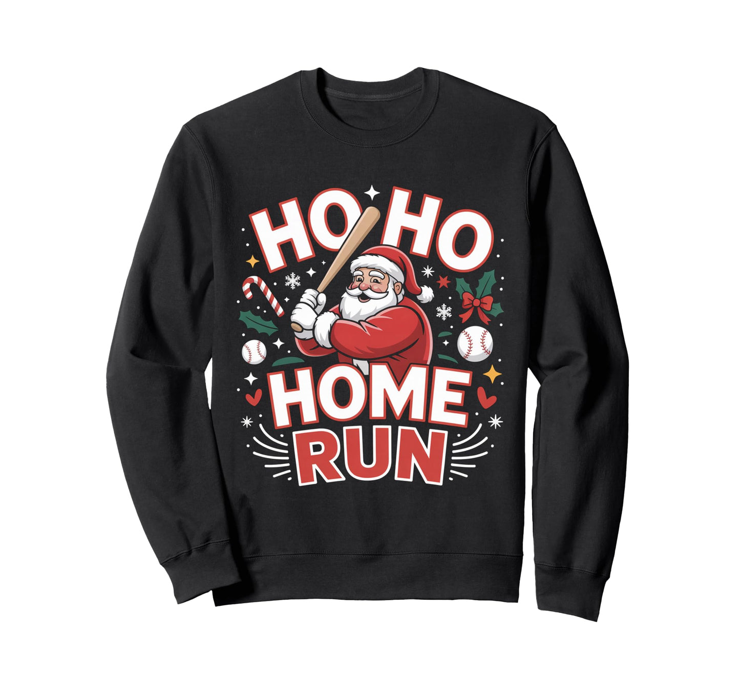Ho Ho Home Run Baseball Sweatshirt - Aesthetic Graphic Men Women - T-Shirt, Sweatshirt, Hoodie