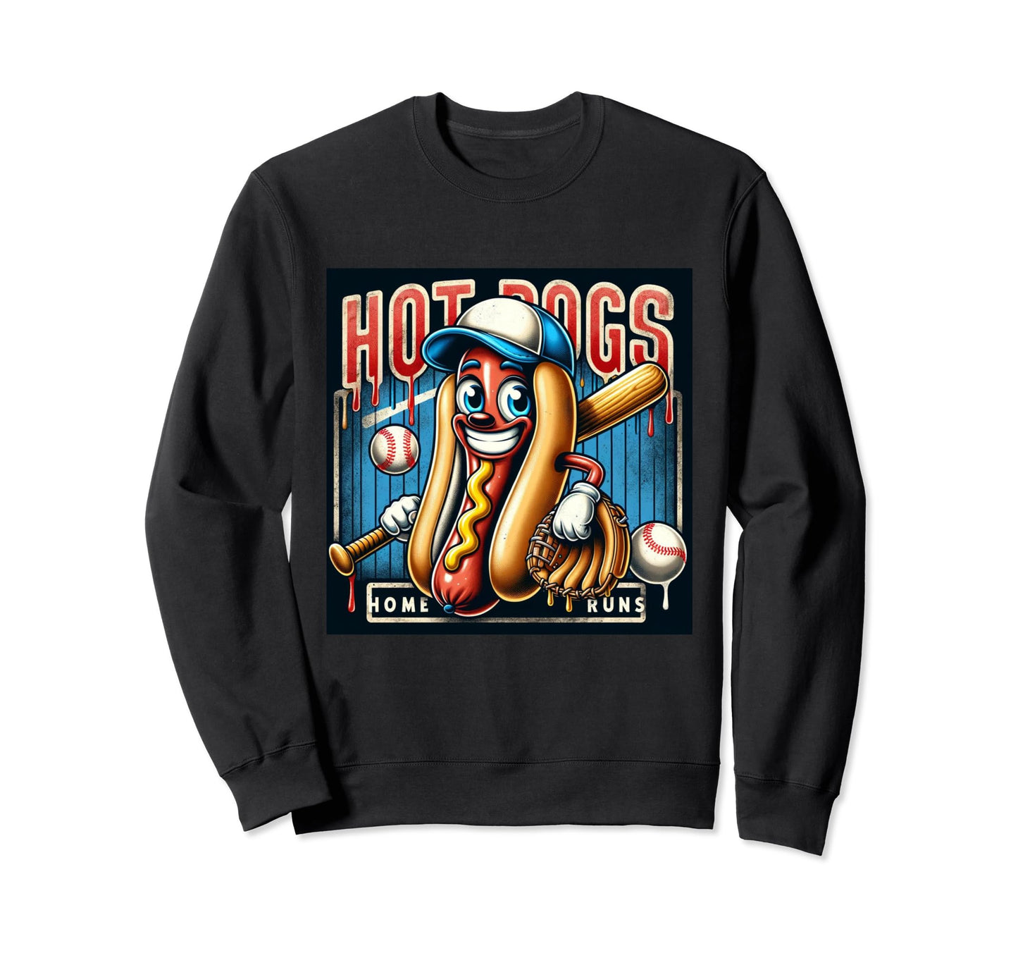 Hotdogs And Homeruns Hotdog Sweatshirt - Fun Novelty Design for Adults - T-Shirt, Sweatshirt, Hoodie