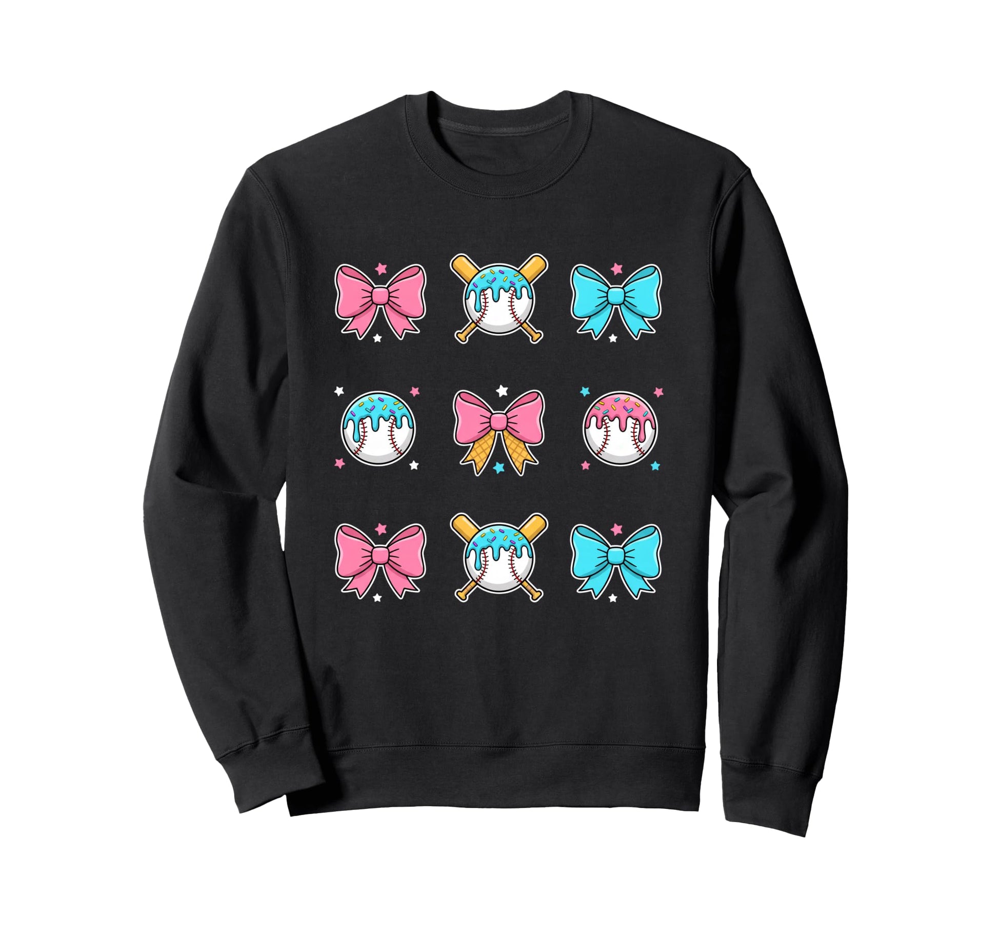 Baseball Donut Sprinkles Bow Sweatshirt - Aesthetic Graphic for Adults - T-Shirt, Sweatshirt, Hoodie