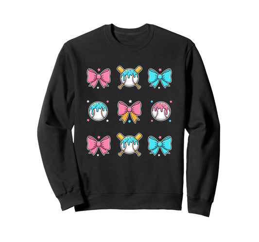 Baseball Donut Sprinkles Bow Sweatshirt - Aesthetic Graphic for Adults - T-Shirt, Sweatshirt, Hoodie