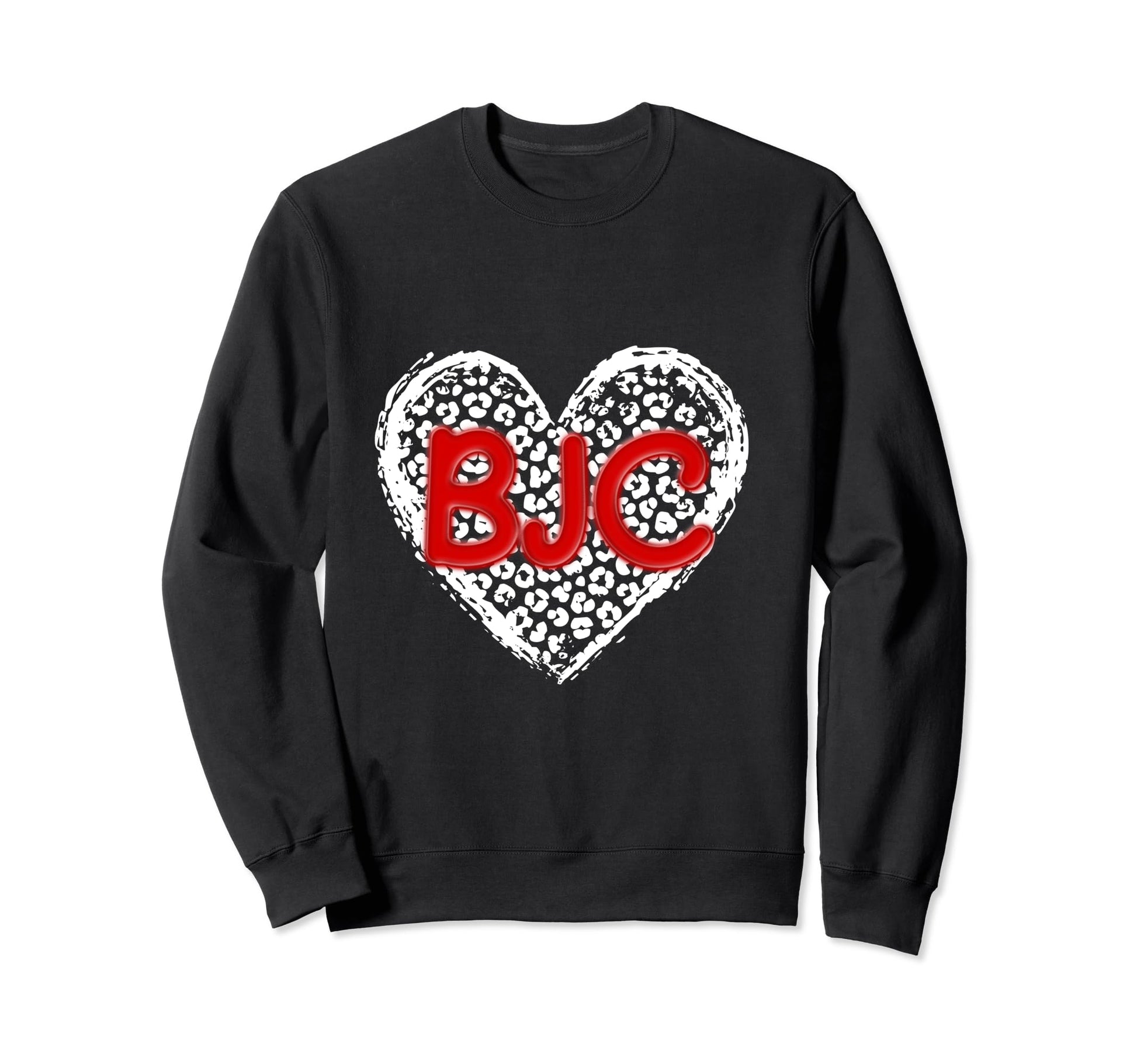Bjc Red Initials Leopard Cheetah Sweatshirt - Trendy Graphic for Adults - T-Shirt, Sweatshirt, Hoodie