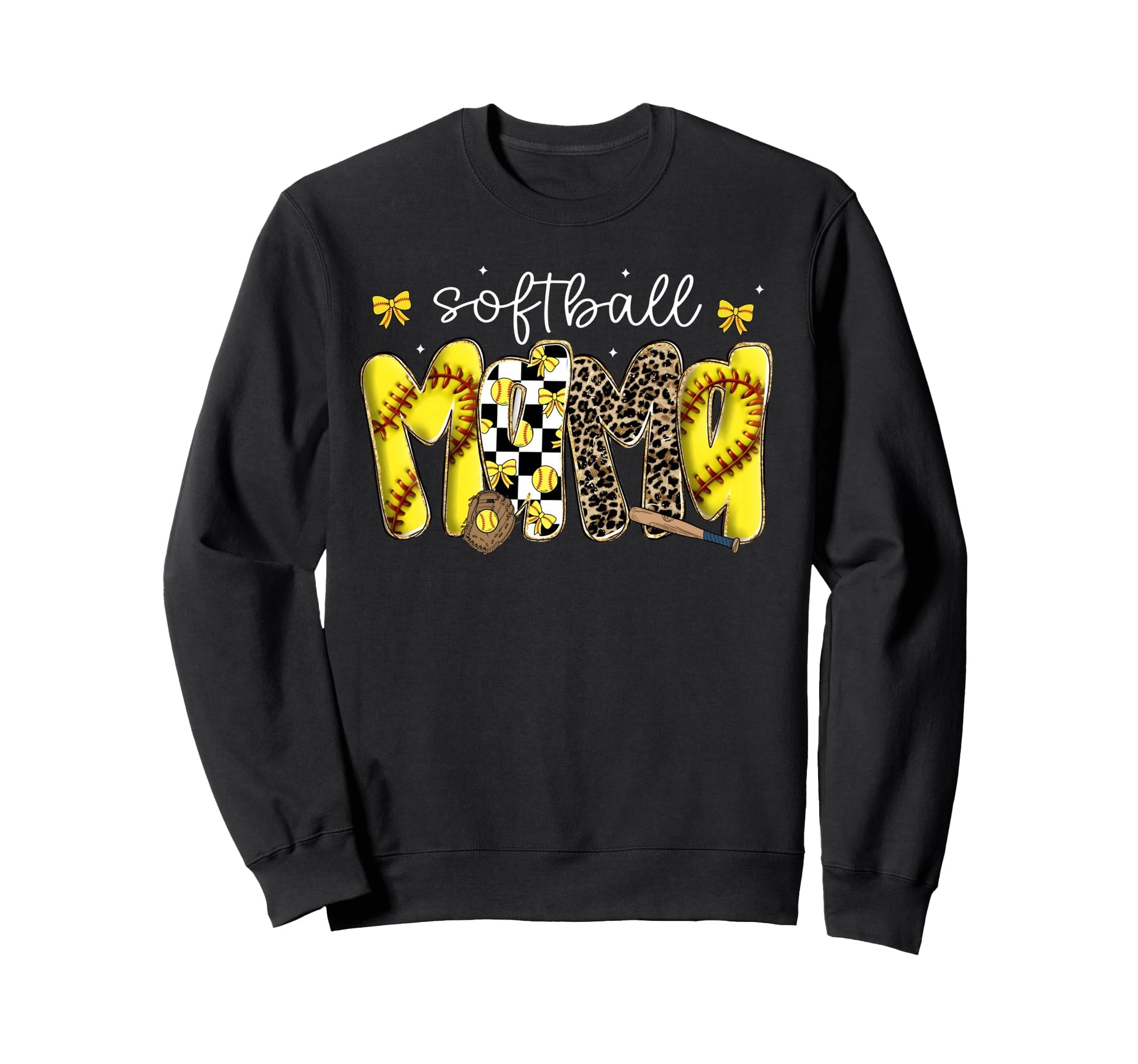 Softball Mama Leopard Coquette Bow Sweatshirt - Fun Novelty Design Unisex - T-Shirt, Sweatshirt, Hoodie