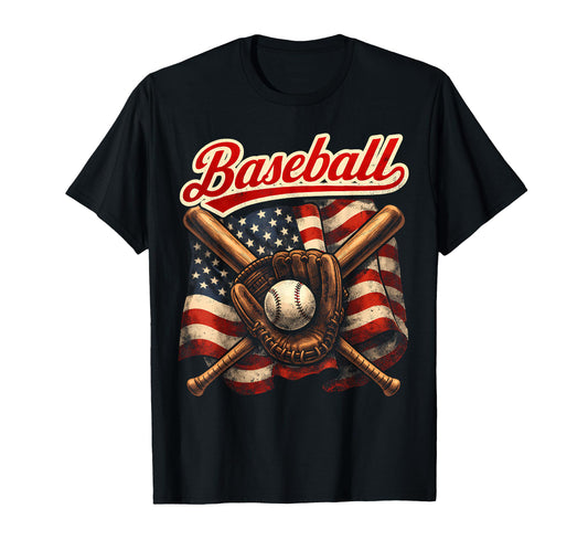 American Flag Baseball Player T-Shirt - Casual Everyday Wear for Adults - T-Shirt, Sweatshirt, Hoodie