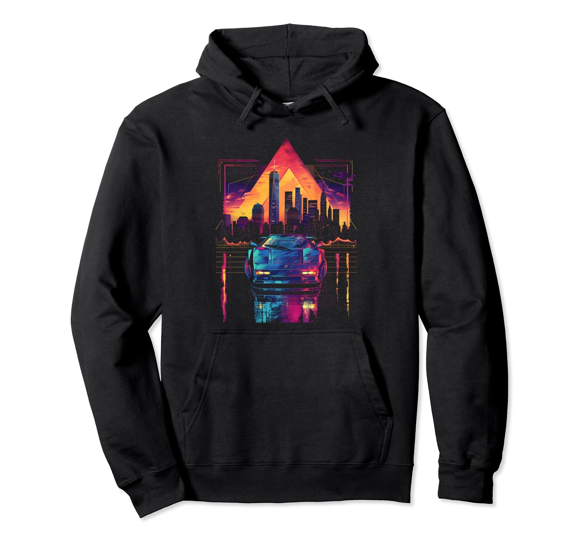 Retrowave Aesthetic 1980S 1990S Car And Hoodie - Unique Graphic for Adults - T-Shirt, Sweatshirt, Hoodie