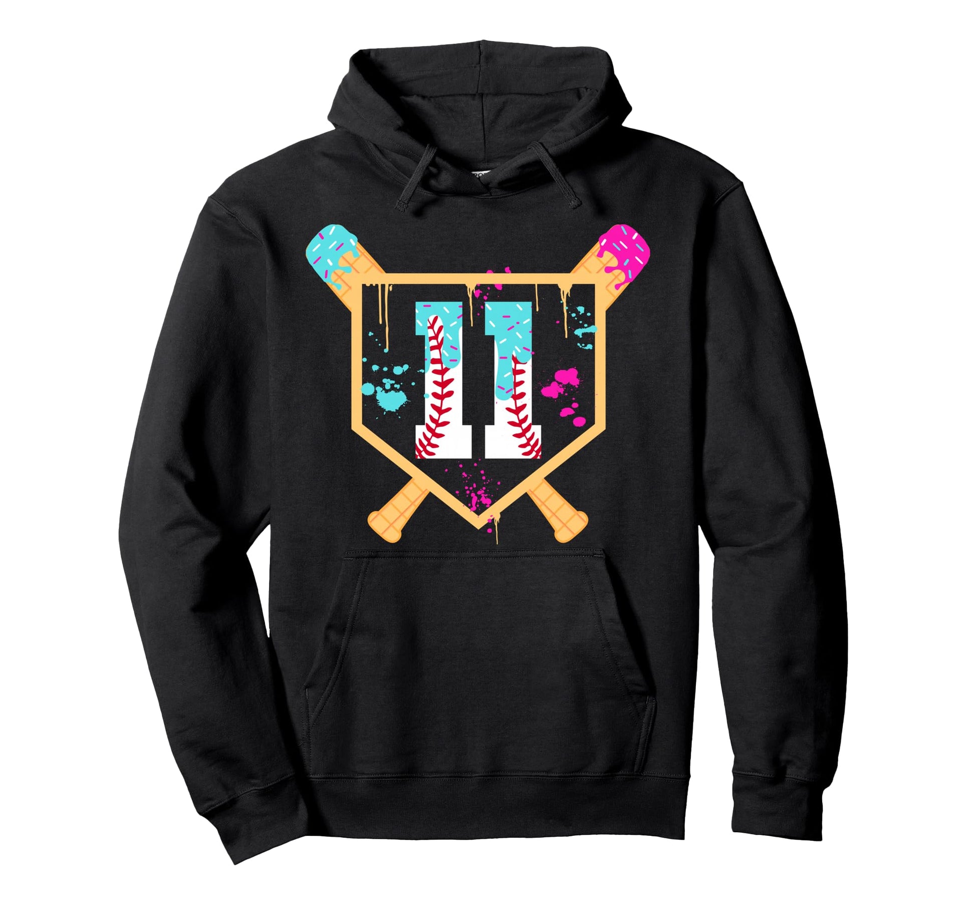 Baseball 11 Year Old Ice Cream Drip 11Th Hoodie - Unique Graphic Men Women - T-Shirt, Sweatshirt, Hoodie