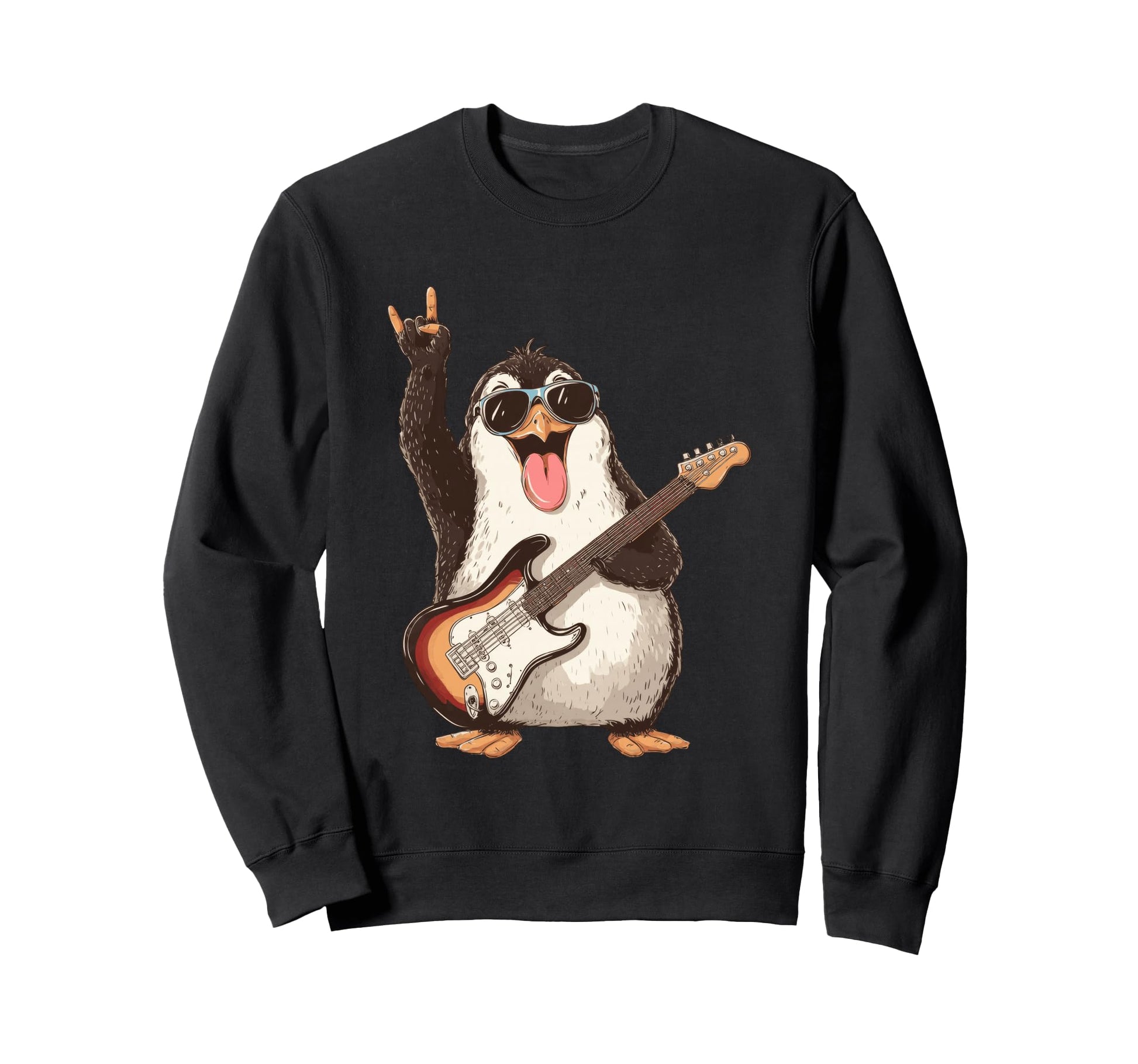 Rockstar Penguin Sunglasses Electric Sweatshirt - Graphic Print Men Women - T-Shirt, Sweatshirt, Hoodie