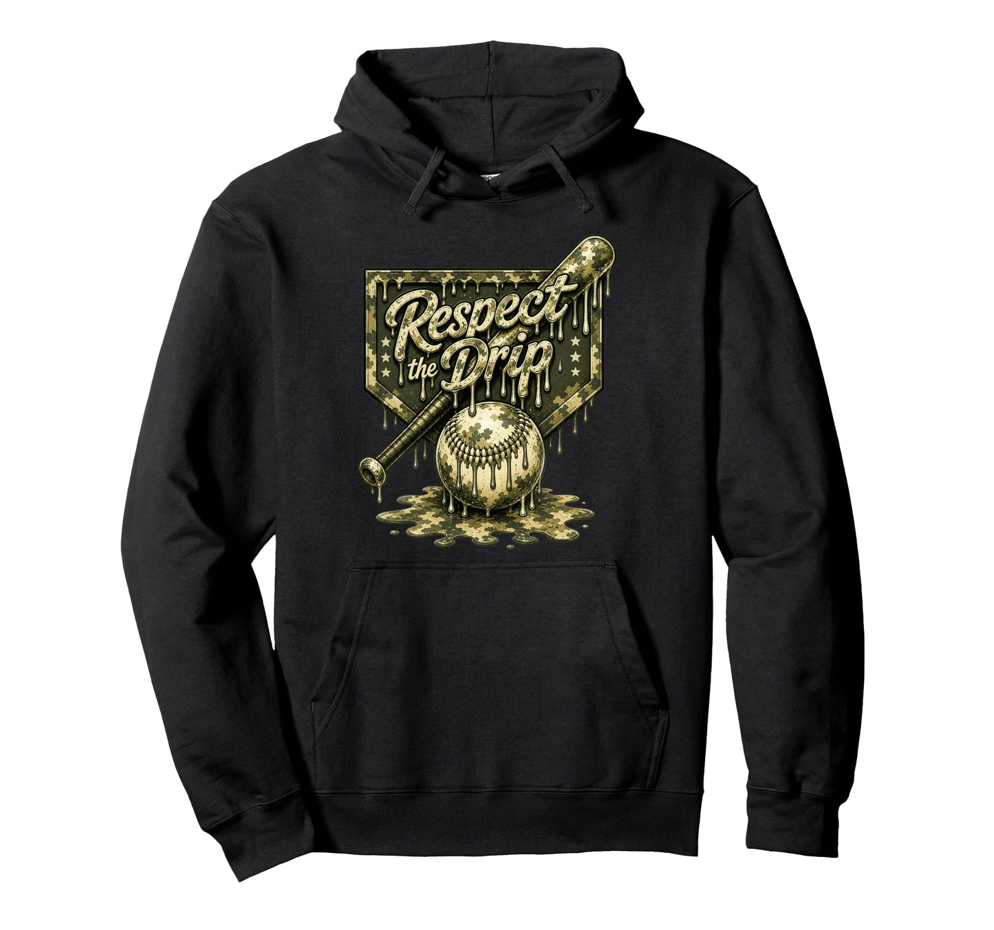 Camo Baseball Drip Ice Cream Hoodie - Casual Everyday Wear for Adults - T-Shirt, Sweatshirt, Hoodie