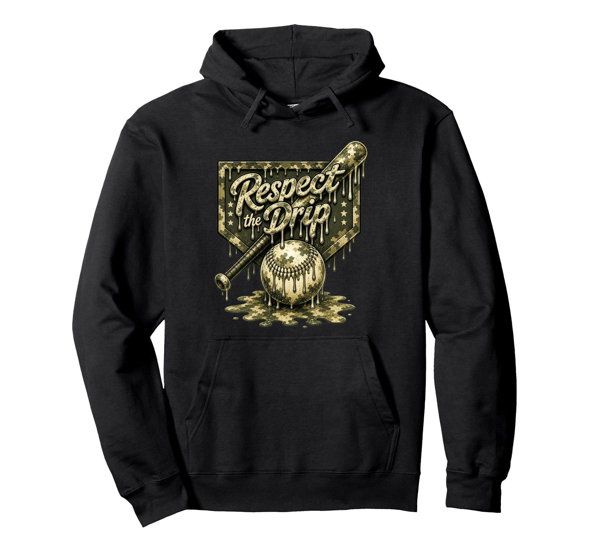 Camo Baseball Drip Ice Cream Hoodie - Casual Everyday Wear for Adults - T-Shirt, Sweatshirt, Hoodie