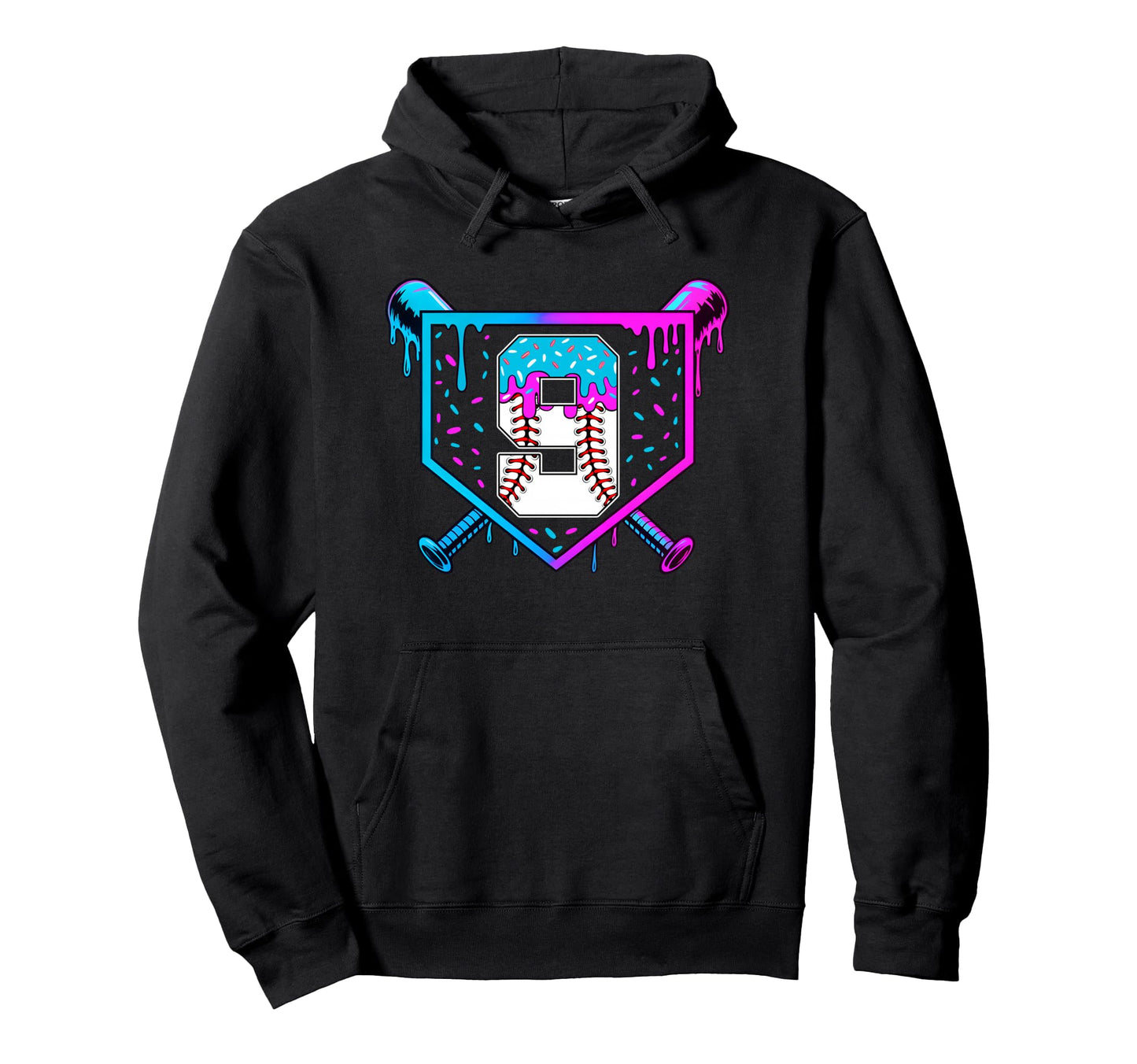 Baseball 9Th Birthday Ice Cream Drip Hoodie - Aesthetic Graphic for Adults - T-Shirt, Sweatshirt, Hoodie