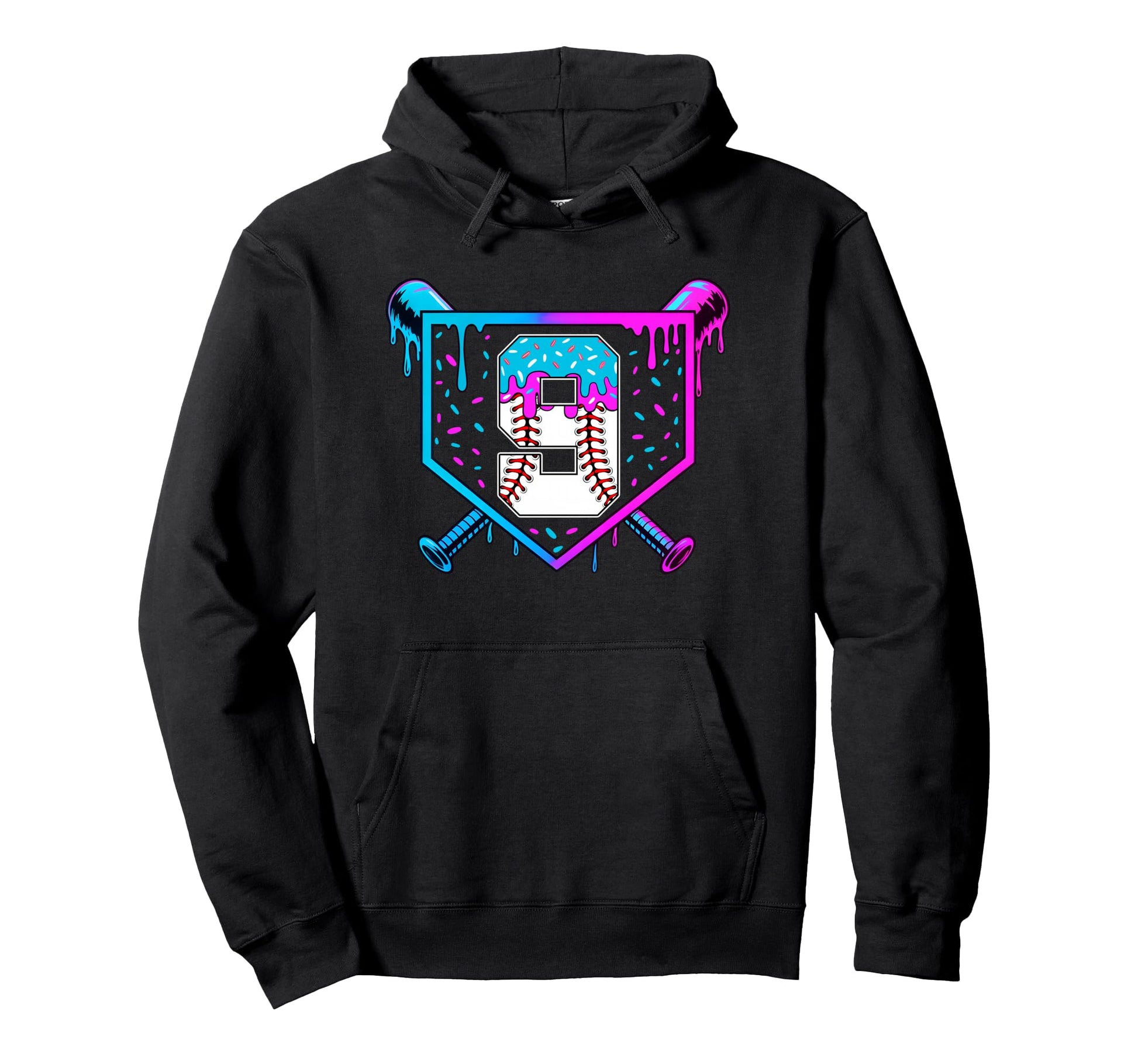 Baseball 9Th Birthday Ice Cream Drip Hoodie - Aesthetic Graphic for Adults - T-Shirt, Sweatshirt, Hoodie