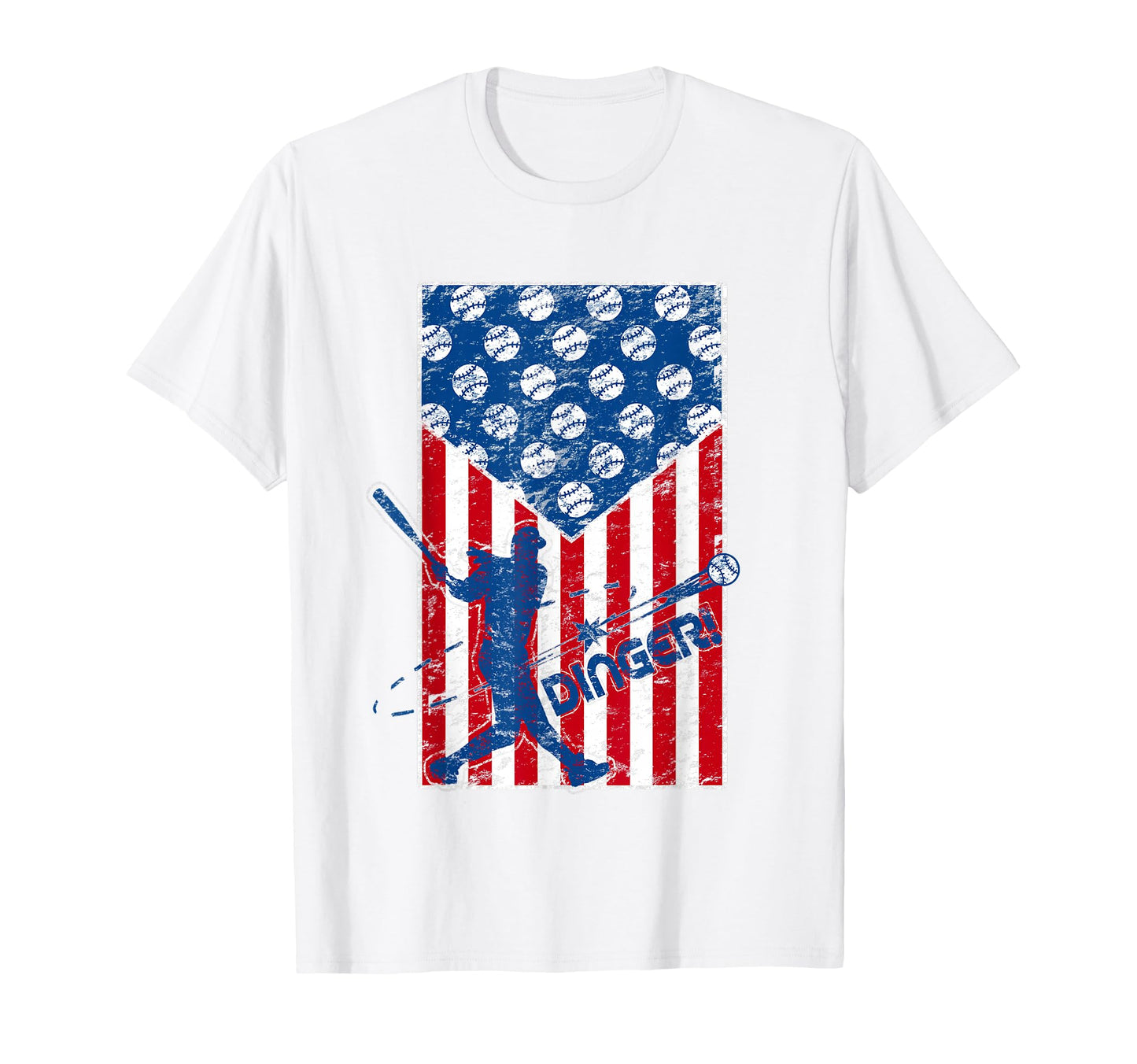 Red White And Dingers American Flag T-Shirt - Custom Art Print for Adults - T-Shirt, Sweatshirt, Hoodie