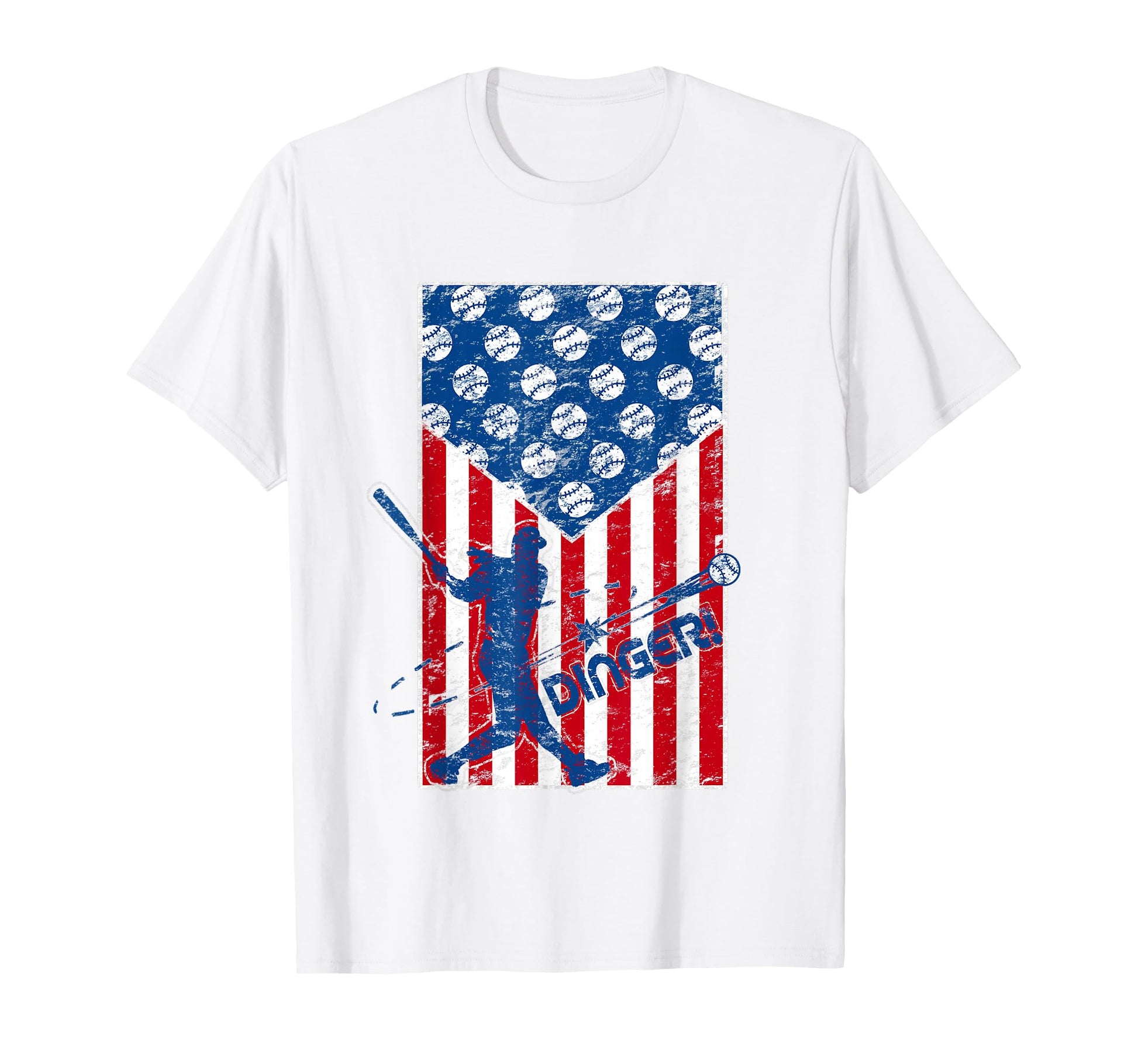 Red White And Dingers American Flag T-Shirt - Custom Art Print for Adults - T-Shirt, Sweatshirt, Hoodie