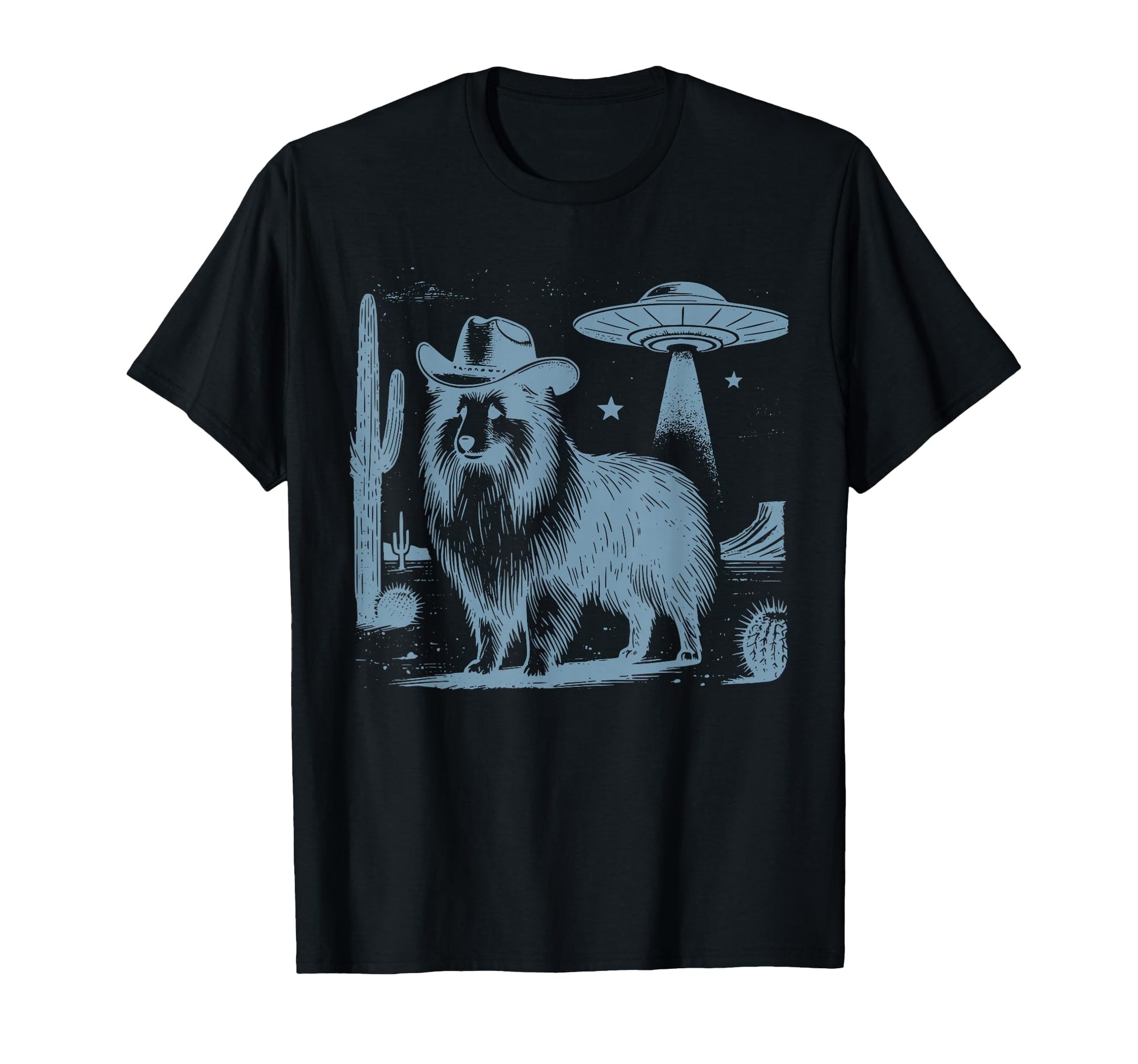 Shetland Sheepdog Sheltie Cowboy Ufo 90S T-Shirt - Unique Graphic Unisex - T-Shirt, Sweatshirt, Hoodie