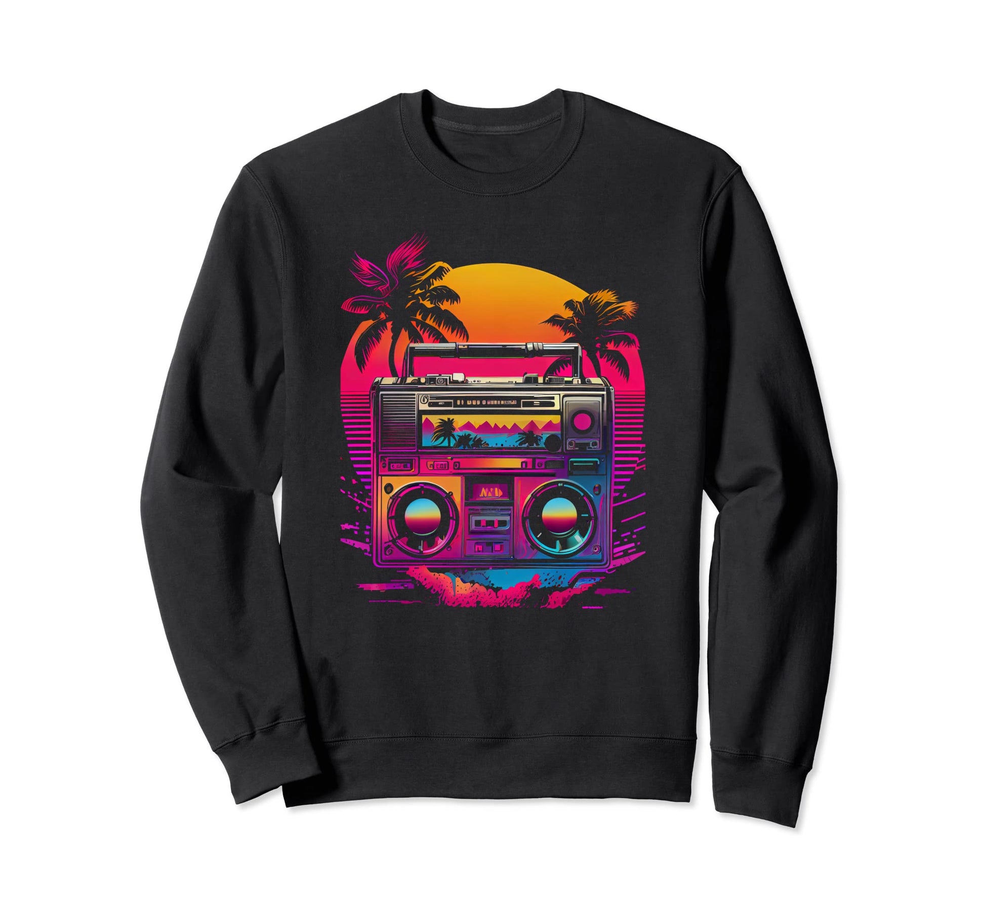 Synthwave Retrowave Boombox 80S Sweatshirt - Aesthetic Graphic Unisex - T-Shirt, Sweatshirt, Hoodie