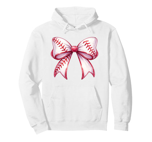 Baseball Bow Baseball Mom Mama Hoodie - Minimalist Print Men Women - T-Shirt, Sweatshirt, Hoodie