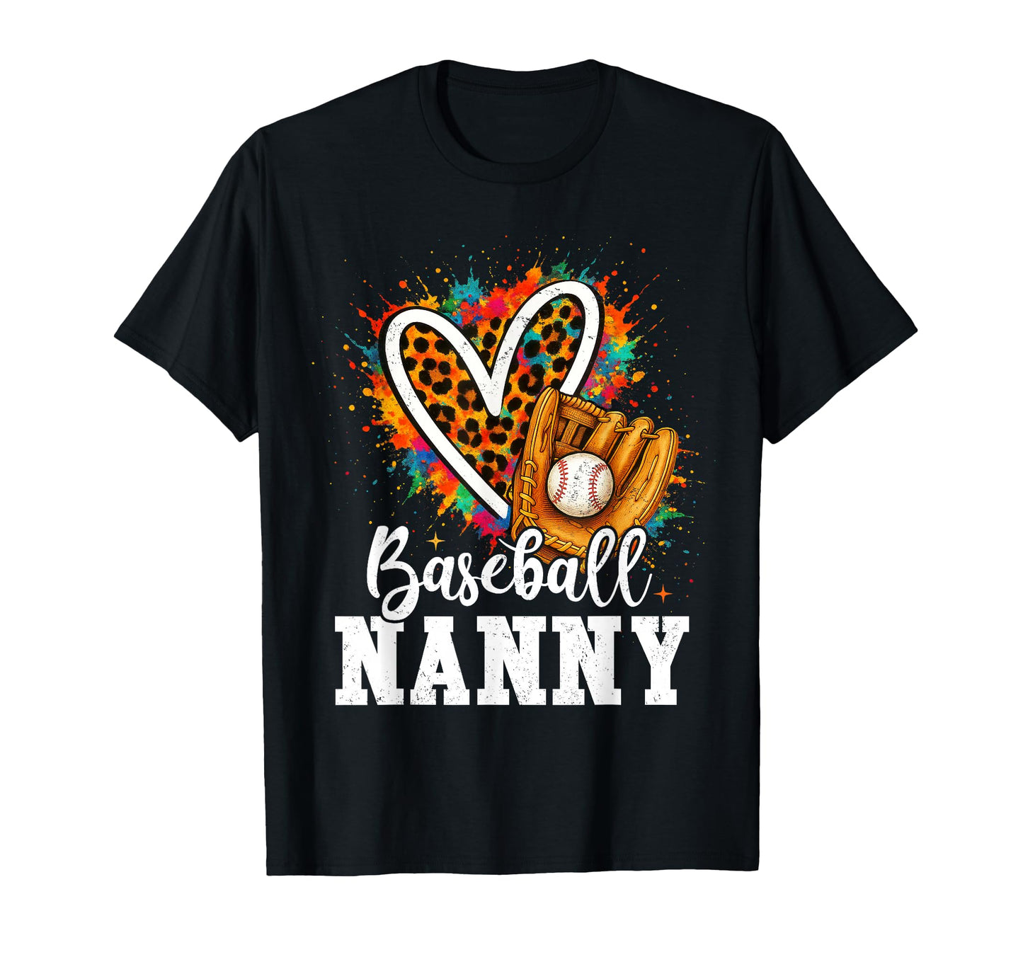 Baseball Nanny Leopard Heart Colorful T-Shirt - Streetwear Style for Adults - T-Shirt, Sweatshirt, Hoodie