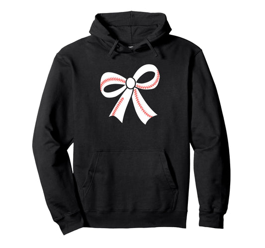 Baseball Bow Baseball Mom Mama Hoodie - Trendy Graphic Men Women - T-Shirt, Sweatshirt, Hoodie
