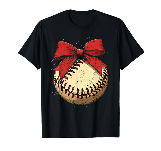 Baseball Coquette Bow Baseball Player T-Shirt - Graphic Print for Adults - T-Shirt, Sweatshirt, Hoodie
