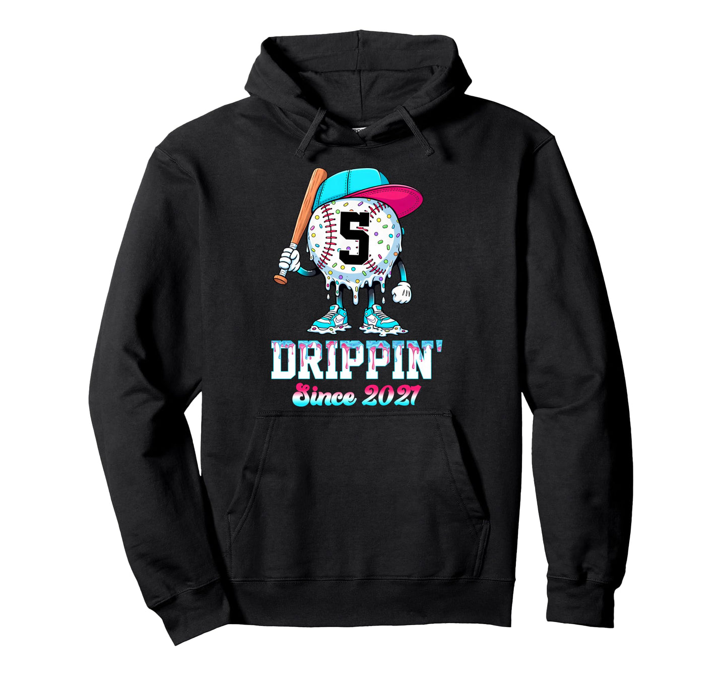 5 Years Old Since 2021 Ice Cream Drip Hoodie - Novelty Apparel for Adults - T-Shirt, Sweatshirt, Hoodie