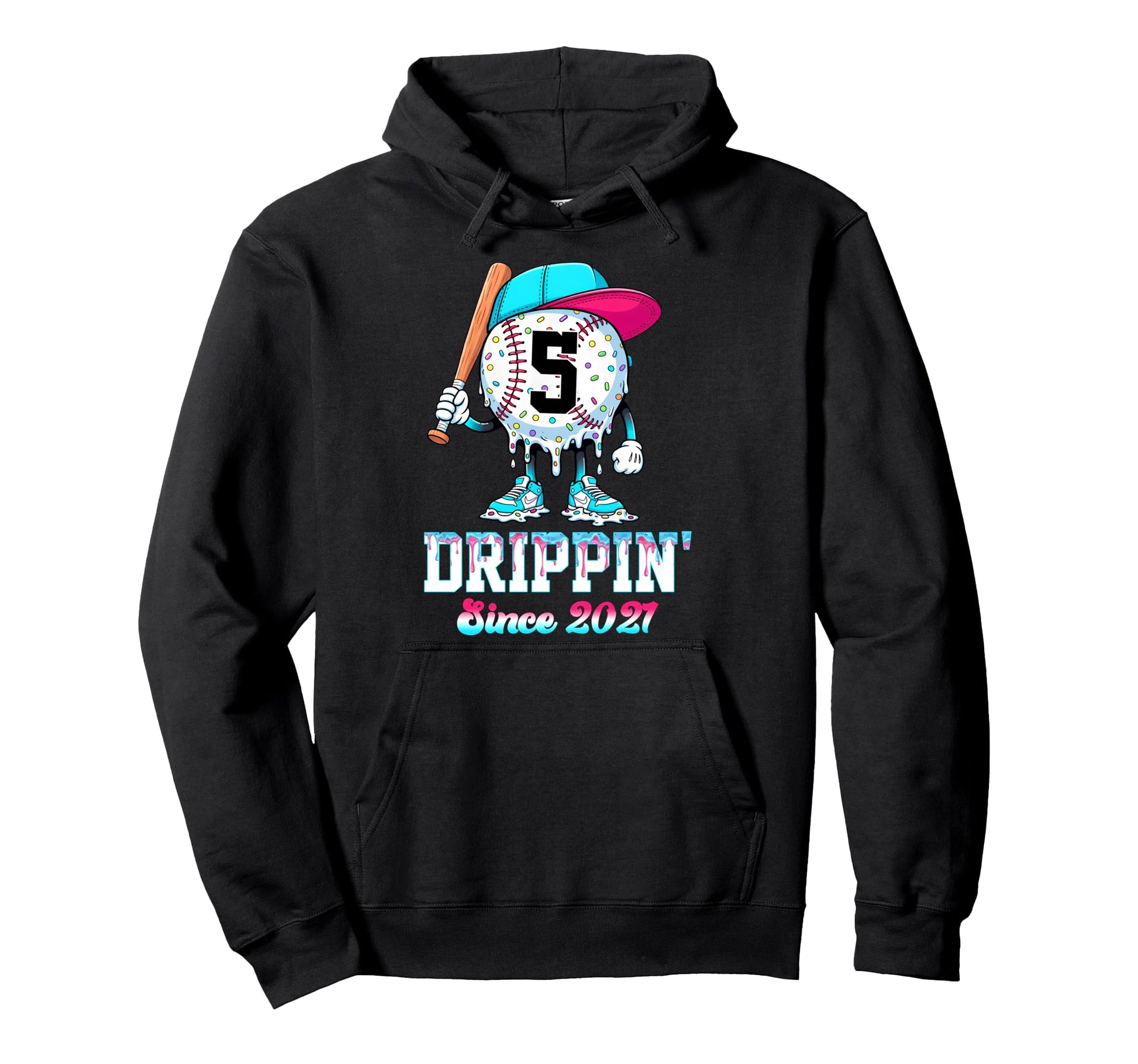 5 Years Old Since 2021 Ice Cream Drip Hoodie - Novelty Apparel for Adults - T-Shirt, Sweatshirt, Hoodie