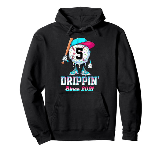 5 Years Old Since 2021 Ice Cream Drip Hoodie - Novelty Apparel for Adults - T-Shirt, Sweatshirt, Hoodie