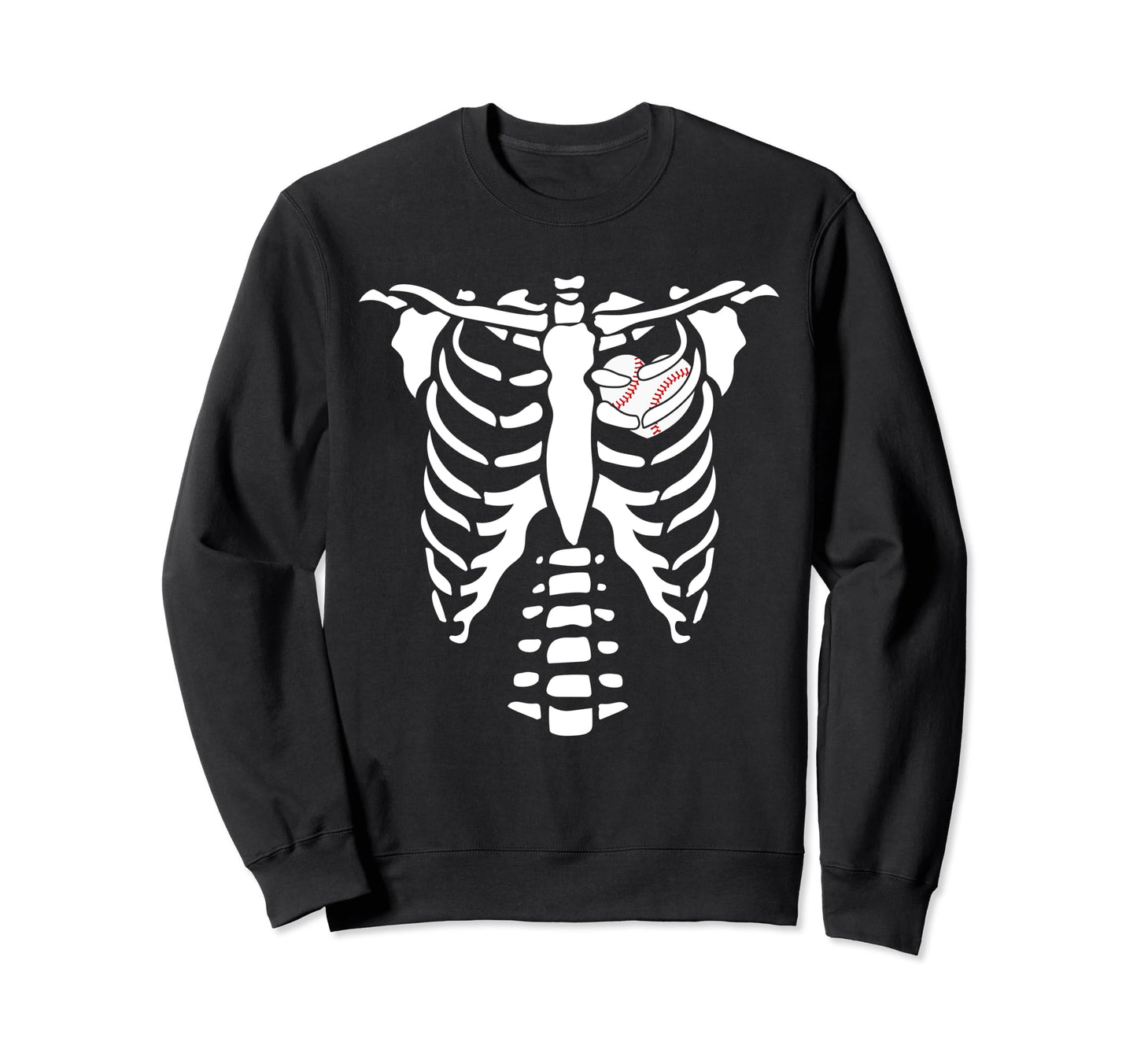 Baseball Heart Skeleton Rib Cage Sweatshirt - Unique Graphic for Adults - T-Shirt, Sweatshirt, Hoodie