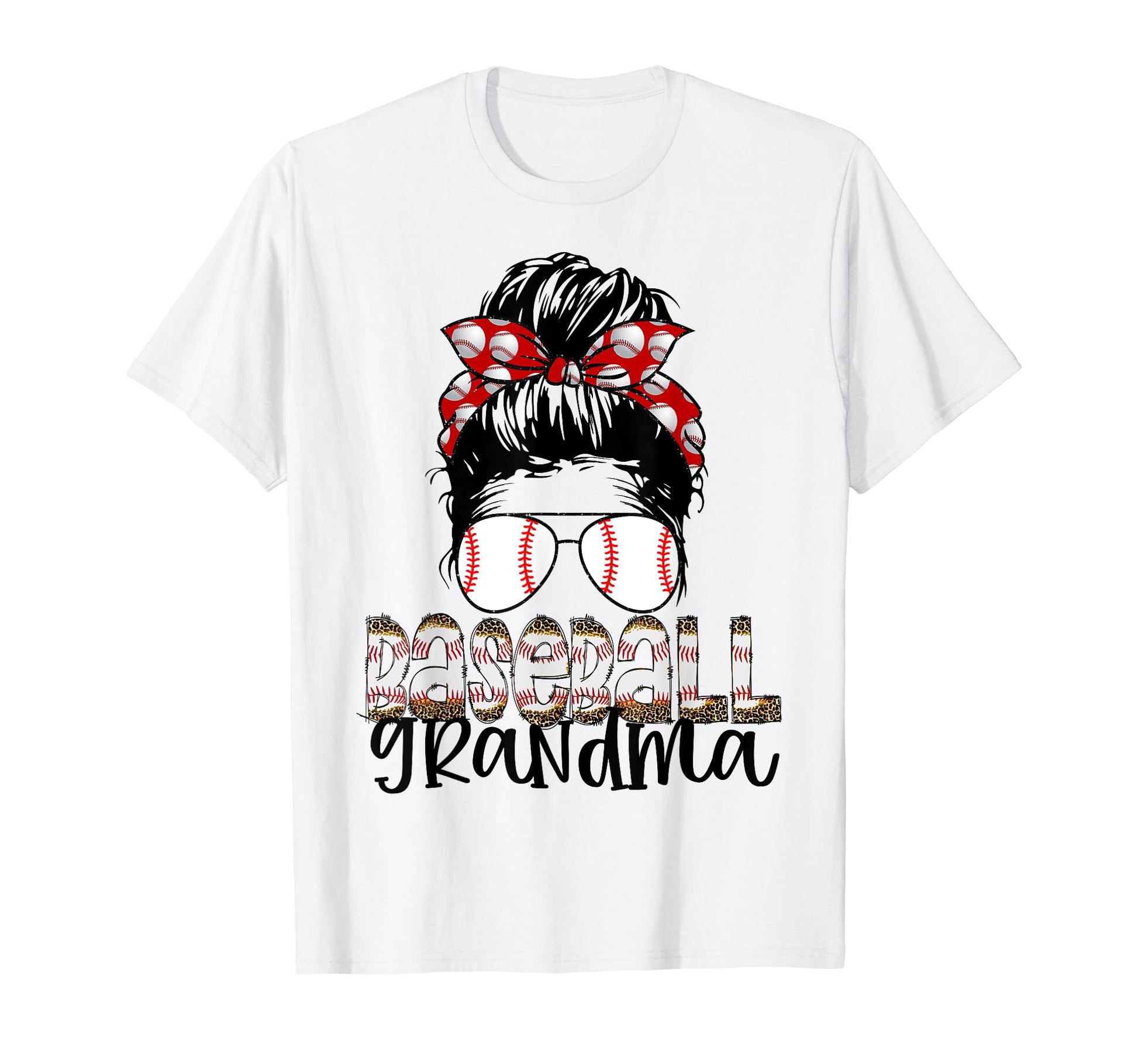 Baseball Grandma Messy Bun Sunglass T-Shirt - Unique Graphic Men Women - T-Shirt, Sweatshirt, Hoodie