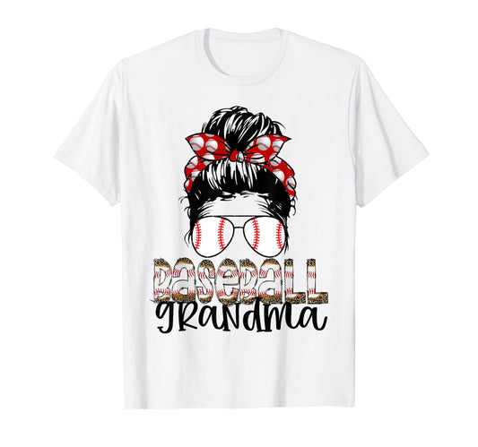 Baseball Grandma Messy Bun Sunglass T-Shirt - Unique Graphic Men Women - T-Shirt, Sweatshirt, Hoodie