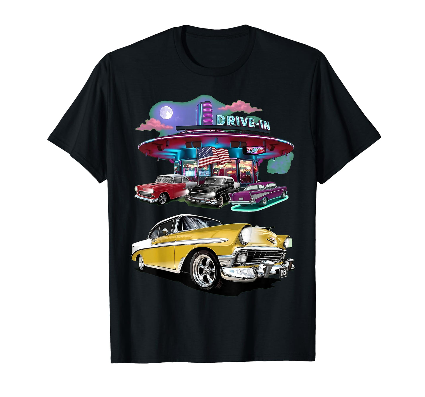 1957 1956 Bel Air 1955 Cars 50S Street T-Shirt - Unique Graphic for Adults - T-Shirt, Sweatshirt, Hoodie
