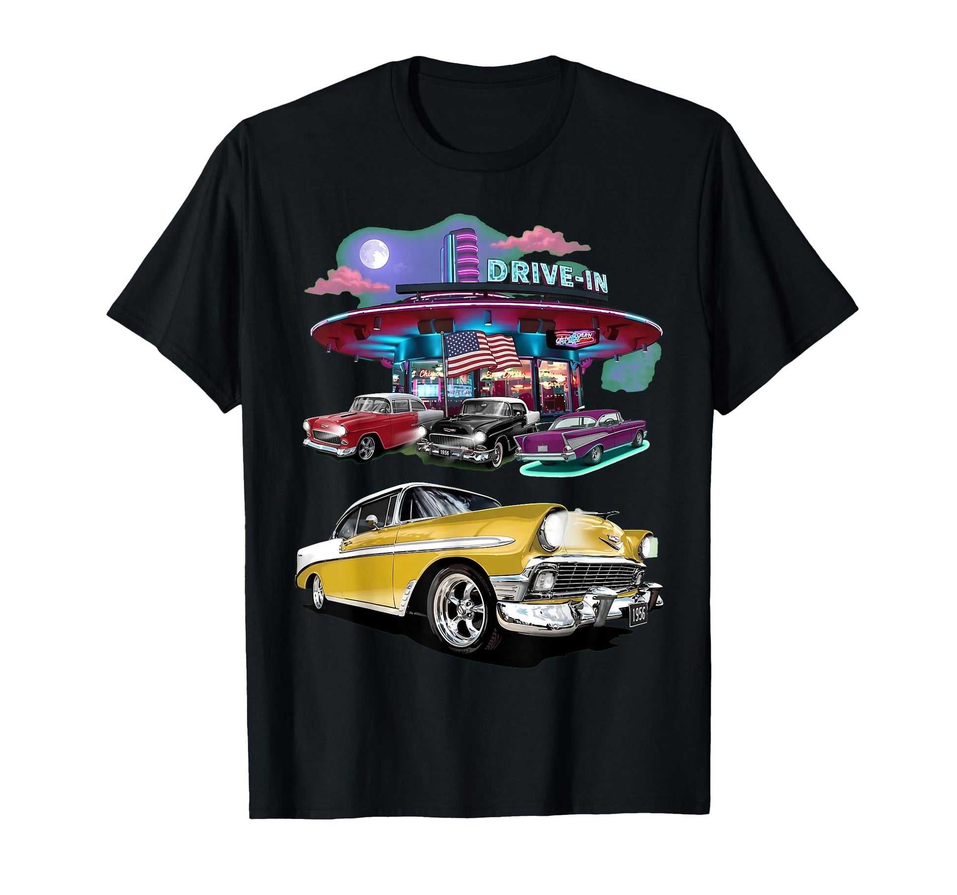 1957 1956 Bel Air 1955 Cars 50S Street T-Shirt - Unique Graphic for Adults - T-Shirt, Sweatshirt, Hoodie