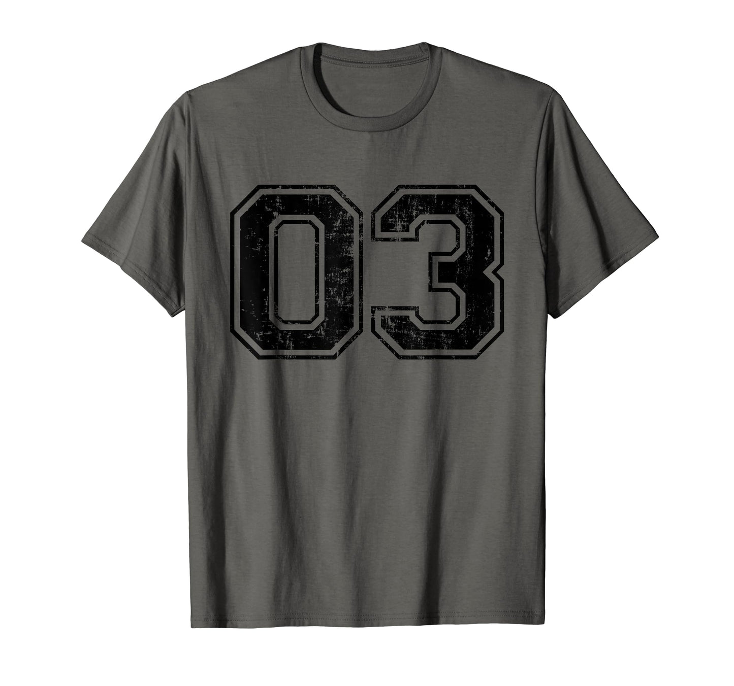 Number 03 Varsity Distressed Sport T-Shirt - Fun Novelty Design for Adults - T-Shirt, Sweatshirt, Hoodie