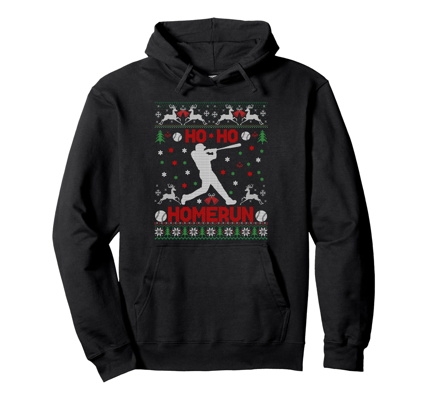 Baseball Softball Ho Ho Homerun Ugly Hoodie - Aesthetic Graphic Men Women - T-Shirt, Sweatshirt, Hoodie