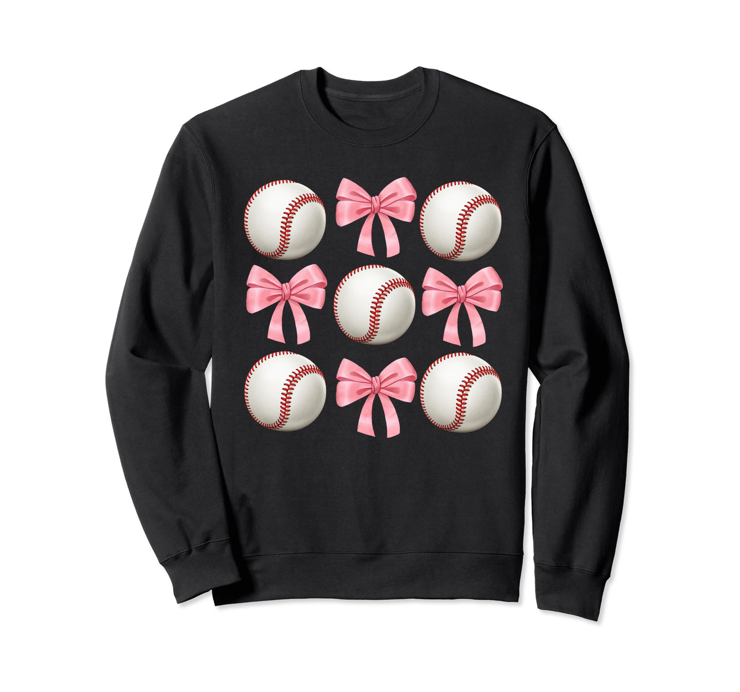 Baseballs And Bows Coquette Baseball Sweatshirt - Minimalist Print Unisex - T-Shirt, Sweatshirt, Hoodie