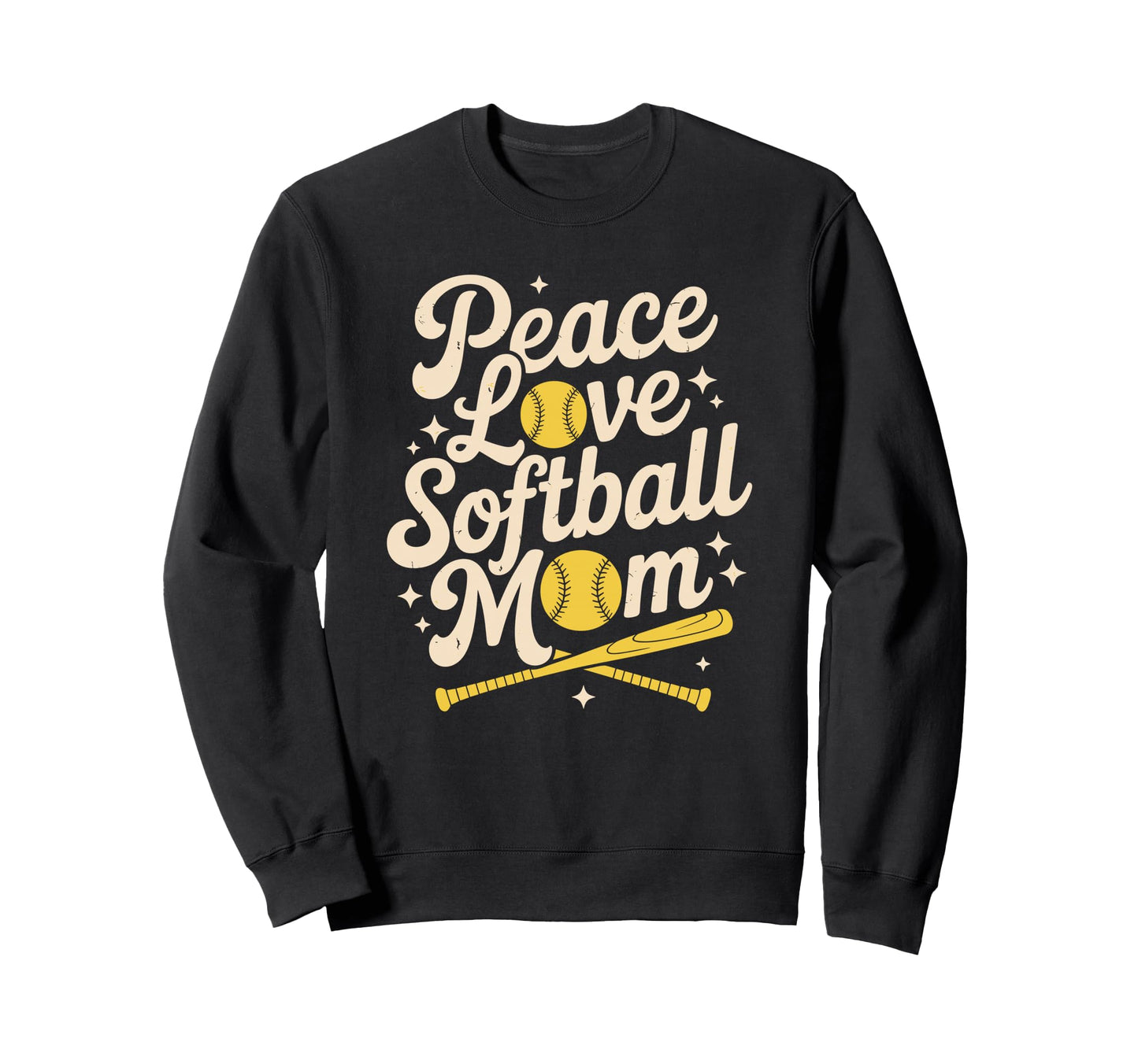 Peace Love Softball Mom Baseball Sweatshirt - Streetwear Style Men Women - T-Shirt, Sweatshirt, Hoodie