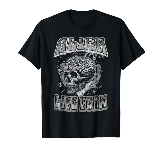 Alien Life Form Alien Head 60S Hippy T-Shirt - Custom Art Print for Adults - T-Shirt, Sweatshirt, Hoodie
