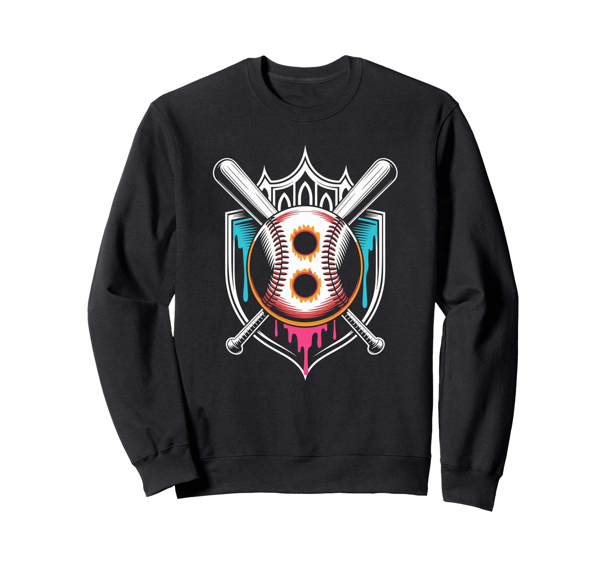 Baseball Birthday Turning Eight Drip Sweatshirt - Unique Graphic for Adults - T-Shirt, Sweatshirt, Hoodie